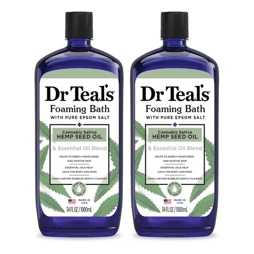 Miniatura 17 de Dr Teal's Baño espumoso con sal pura de Epsom, calma y duerme con lavanda, 34 onzas líquidas (paquete de 2)