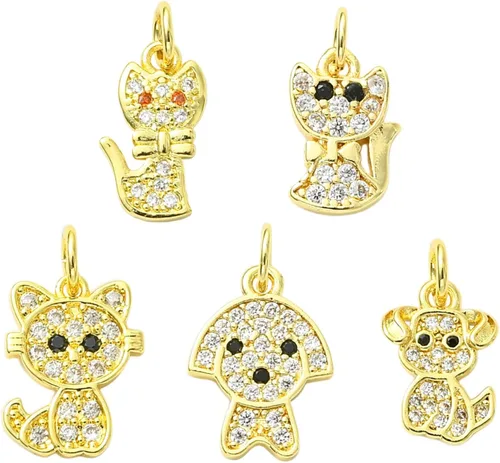 Miniatura 13 de Stiesy 10 dijes de circonita cúbica transparente de Virgen María, chapados en oro de 18 quilates, dije religioso para rosario, collar, joyería, Flor
