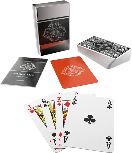 Miniatura 2 de Bullets Playing Cards, Backpacker - Naipes de plástico en caja de aluminio con reglas para 5 juegos de mochileros, incluyendo tarjetas cortadas