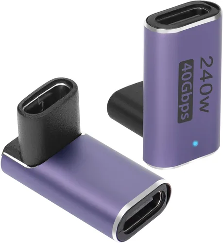 QIANRENON USB4.0 C hembra adaptador de ángulo de 90 grados acoplador 240W 40Gbps tipo C 4.0 hembra a hembra conector de ángulo recto extensor,