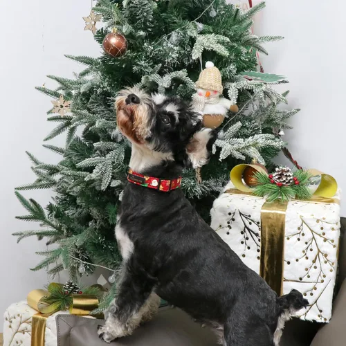 Miniatura 4 de Aring Pet Collar navideño para perro, lindo, ajustable, de algodón, para cachorros, perros pequeños, medianos y grandes, rojo, Papá Noel, unisex Z