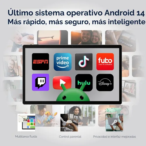 Miniatura 5 de MESWAO Tablet grande Android 14 de 15.6 pulgadas 2025, pantalla FHD IPS, Helio G99 Octa-Core, 8 GB de RAM 256 GB ROM expandible 1 TB, altavoces