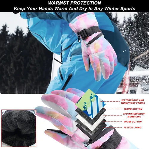Miniatura 3 de Avicill Guantes de esquí para nieve, guantes de nieve para hombre, guantes de nieve impermeables para mujer, guantes de snowboard para exteriores