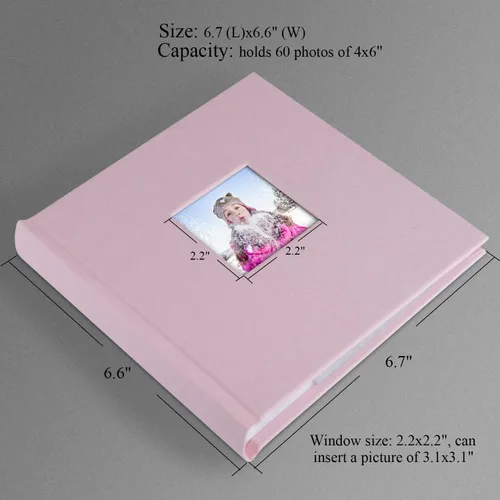 Miniatura 6 de 1DOT2 - Álbum de fotos 4x6 con capacidad para 60 fotos con bolsillos verticales de inserción con notas, libro de fotos con cubierta de lino y Rosa