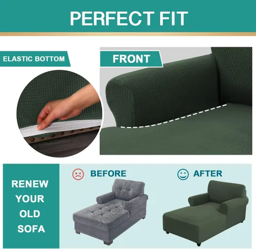 Miniatura 6 de OKYUK Funda para tumbona, de tela jacquard, elástica, con doble brazo, lavable a máquina, protector de muebles suave para sala de estar y dormitorio