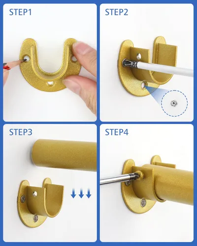 Miniatura 8 de Barras de armario para colgar ropa, resistentes, longitud ajustable (#1 dorado, 18.5 - 28 pulgadas)