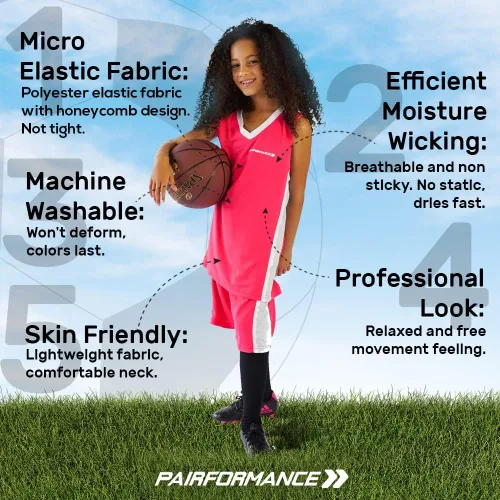 Miniatura 5 de Conjunto de camisetas de baloncesto prémium para niños, camisetas deportivas y pantalones cortos deportivos para jóvenes y niños de 6 a 12 años