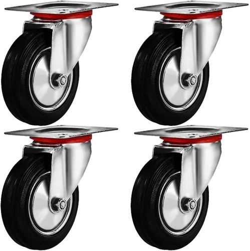 4 ruedas giratorias con base de goma con placa superior y rodamientos resistentes de 3 pulgadas, 1