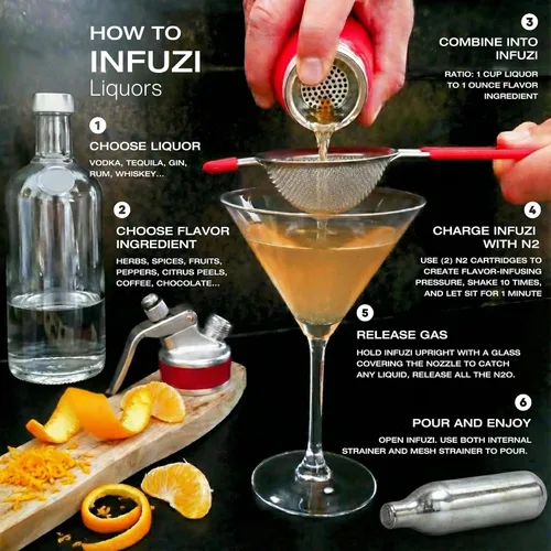 Miniatura 7 de Kit de camarero Mixology, infundir alcohol en segundos y cócteles con nitrógeno con kit de infusión de alcohol y máquina de cóctel de aluminio