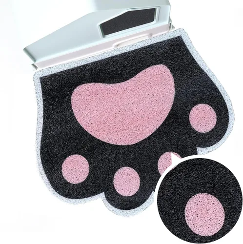 Bonita alfombra de arena para gatos de 24 x 19 pulgadas, tapete para caja de arena, suave para patas de gatito, fácil de limpiar, antideslizante,
