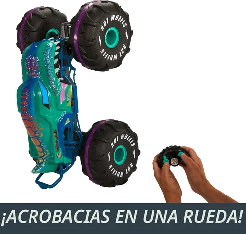 Miniatura 5 de Hot Wheels RC Monster Trucks Mega-Wrex en escala 1:6, camión de juguete extra grande con control remoto, más de 2 pies de largo Multicolor