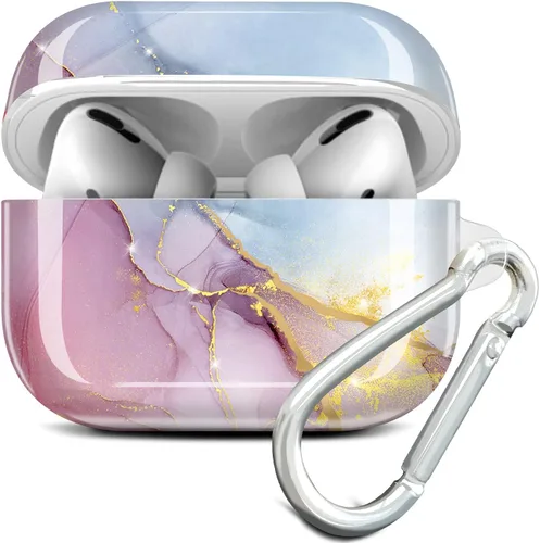 Miniatura 12 de Compatible con AirPods Pro 2019 / Airpods Pro de 2ª generación, diseño de mármol dorado brillante con purpurina, lindo protector completo de Azul