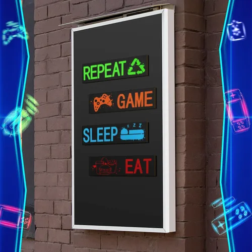 Miniatura 5 de Queekay 4 piezas de decoración de juegos para habitación de adolescentes y niños, pósteres de videojuegos de neón, impresiones artísticas de pared