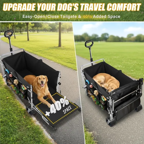 Miniatura 4 de Carro para perros grandes de hasta 400 libras, cochecito plegable para perros medianos a grandes con portón trasero, carritos para mascotas