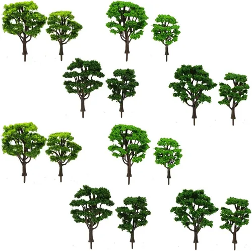 Evemodel S0601 16pcs Modelo Camino Árboles Tren Ferrocarriles Arquitectura Paisaje Paisaje O Escala 1:50 Verde Verde Oscuro Verde Claro