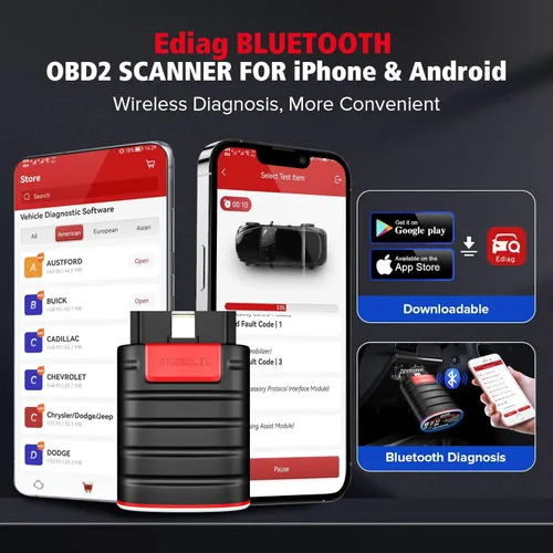 Miniatura 7 de KINGBOLEN Ediag OBD2 escáner Bluetooth, herramienta de diagnóstico bidireccional para todo el sistema para iOS y Android, prueba activa, más de 15