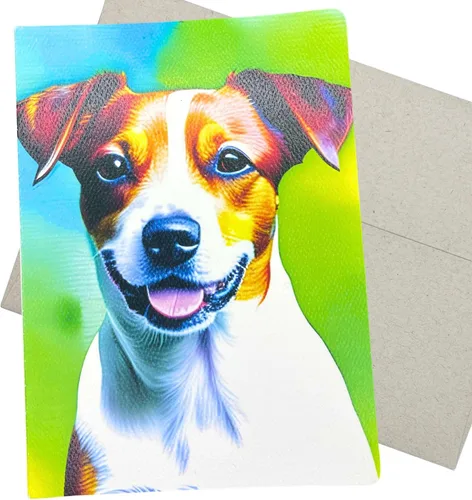 Groomers Margins Jack Russell Terrier - Tarjeta de felicitación de Jack Russell Terrier (5 x 7 pulgadas, 1 tarjeta, interior en blanco), también