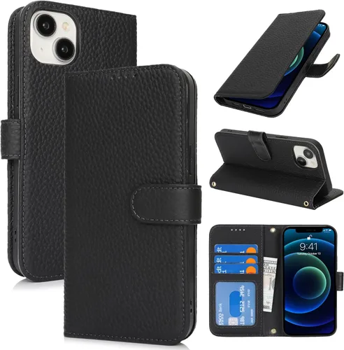 Miniatura 159 de Zouzt Funda para iPhone 11 de 6.1 pulgadas de piel auténtica con 4 ranuras para tarjetas, tarjetero con bloqueo RFID, tapa magnética, función atril