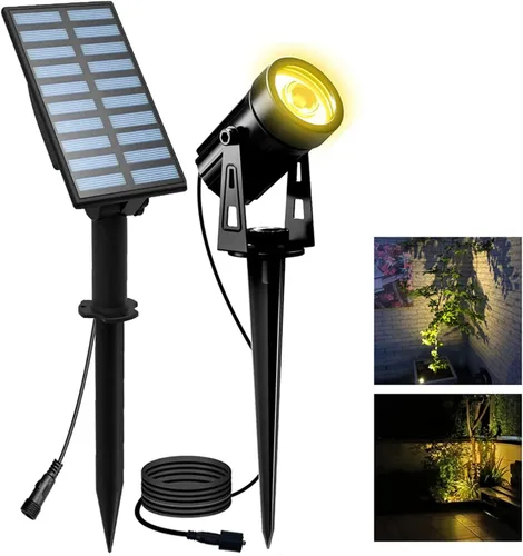 Miniatura 14 de T-SUN Focos solares al aire libre impermeables, luces de paisaje solares 2 en 1 LED para jardín, focos solares para árbol, jardín, estanque, piscina