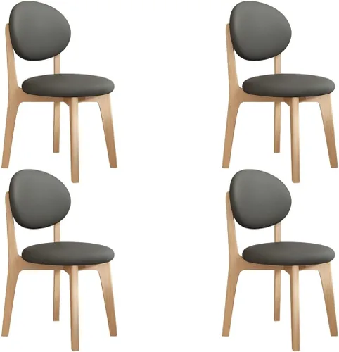 Miniatura 69 de YVYKFZD Juego de sillas de comedor, sillas de cocina de madera maciza, silla de comedor de granja con respaldo curvo, silla tapizada de cuero