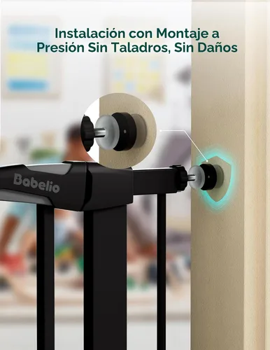 Miniatura 8 de Babelio - Puerta para bebé mejorada con puerta ajustable para gatos, CatPrivilege, puerta duradera para perros de 29-43 pulgadas con cierre Negro