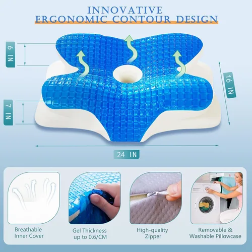 Miniatura 5 de EUCIOR - Almohadas de gel refrescante para cuello y hombros, almohada cervical para dormir cómodamente, almohadas ergonómicas de espuma