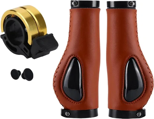 Miniatura 9 de Empuñaduras de bicicleta antideslizantes de silicona cómodas empuñaduras de mano de cuero con manillar Juego de campanas de anillo de bicicleta