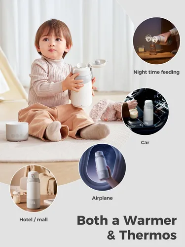 Miniatura 3 de BOLOLO Calentador de leche portátil Pro para viajes, diseño desmontable para fácil limpieza, calentador de botellas portátil con calentamiento