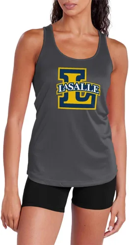 Miniatura 289 de Camiseta deportiva sin mangas oficial de la NCAA Collegiate para mujer, con espalda cruzada, logotipo primario, colección carbón