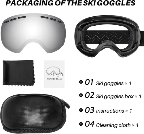 Miniatura 4 de Ski Goggles for Men Women Adult Youth, OTG Frameless 100% Anti Fog & UV Protection with Organizer