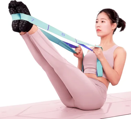 Miniatura 7 de Banda elástica de 11 bucles - Correa de estiramiento para yoga, pilates, ballet y fisioterapia para flexibilidad, estiramiento de piernas y 11