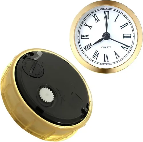 Miniatura 9 de Eforcase Inserto de reloj redondo de 2.4 pulgadas/2.402 in, movimiento de cuarzo, número romano, adorno plateado, cara blanca, reloj clásico, Plata