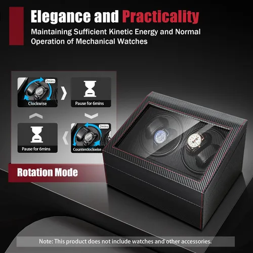 Miniatura 2 de Enrolladores de reloj para relojes automáticos, caja de bobinadora automática de reloj con 4 bobinadoras, 6 almacenamiento adicional