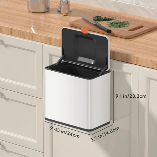 Miniatura 5 de Mbillion Cubo de Compost de Cocina Colgante Bote de Basura con Tapa 1.05 Galones Acero Inoxidable Bote de Basura para Puerta de Gabinete de Cocina
