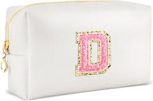 Miniatura 101 de URSKYTOUS Regalos para niñas, bolsa de maquillaje con inicial, bolsa de cosméticos personalizada con cremallera, bonita bolsa de aseo de viaje, Azul