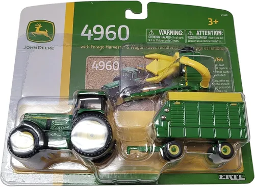 Miniatura 2 de John Deere Tractor escala 1/64 4960 con cosechadora de forraje y vagón - LP67313