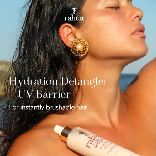 Miniatura 4 de Rahua Desenredante de hidratación + barrera UV, espray sin enjuague para todo tipo de cabello, protector térmico vegano y niebla antiencrespamiento