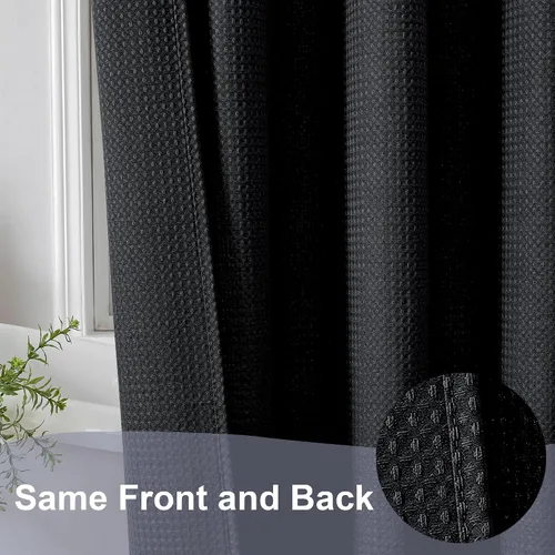 Miniatura 5 de OWENIE Cortina de Ducha Negra, Pequeña para Cabina con Tejido de Gofre Tela Pesada, Cortinas de Ducha para Baño de Tamaño Estrecho, Impermeable
