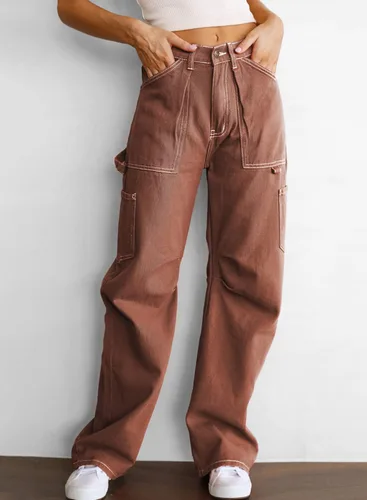 Miniatura 5 de Dokotoo Pantalones cargo de cintura alta para mujer, 6 bolsillos, pierna ancha, casuales, militares, de combate, 4-18 de EE. UU