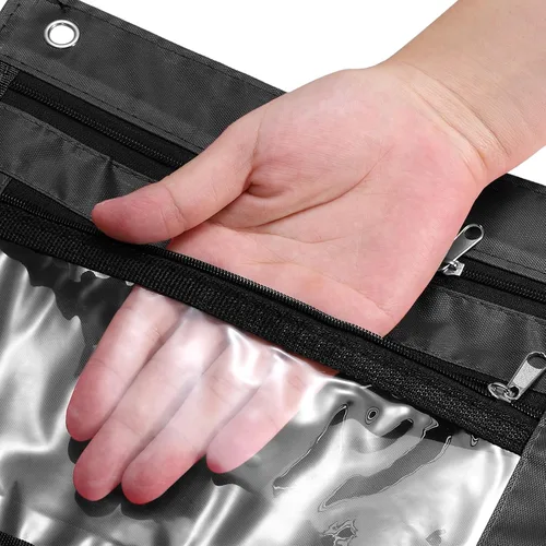 Miniatura 4 de PATIKIL Estuche expandible para lápices de 3 anillos, paquete de 6 unidades, tela Oxford de gran capacidad con cremallera, estuche para oficina
