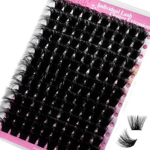 Miniatura 58 de Racimos de pestañas 10-16mm 144 piezas Bandeja mixta Pestañas individuales Rizo D Pestañas individuales en racimo Extensiones de pestañas