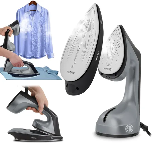 Miniatura 7 de True & Tidy Hierro 2 en 1 y vaporizador de mano, sistema de calefacción dual de 1600 W con placa revestida de cerámica, pantalla LCD, tecnología