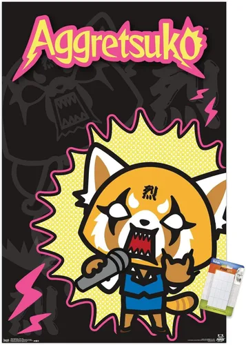 Miniatura 17 de Trends International Aggretsuko Rock Out - Póster de pared, 22.4 pulgadas de largo x 14.7 pulgadas, versión enmarcada en madera de granero