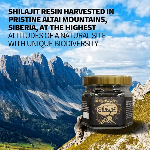 Pure Authentic Siberian Altai Golden Mountains Shilajit Resina 3.53 oz 3.53oz - Cuchara medidora - Certificado de calidad y seguridad en cada caja