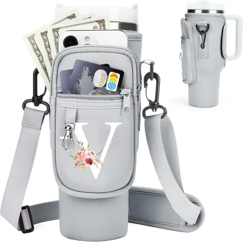 Miniatura 116 de Initial Water Bottle Holder with Strap for Stanley Cup Accessories 40 oz/Simple Modern Tumbler, Birthdays for Women Girls, Water Bottle Carrier Bag