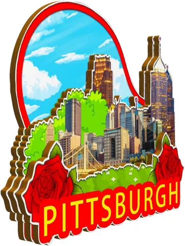 Miniatura 2 de Imán de madera para nevera de Pittsburgh Pennsylvania, Estados Unidos, monumentos 3D, recuerdos coleccionables, decoración hecha a mano, 1600