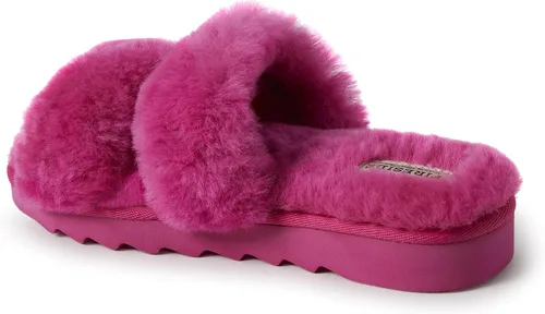 Miniatura 8 de Dearfoams Fireside Benalla - Pantuflas de piel de oveja de doble banda fácil de poner y quitar para mujer