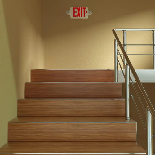 Miniatura 8 de FREELICHT Paquete de 2 letreros de salida con luces de emergencia, dos luces LED de emergencia ajustables con batería, señal de salida para negocios