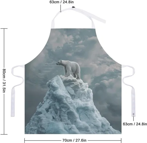 Miniatura 2 de MUSM Apron for Adults - 27.6 X 31.5 Inch, Heavy-Duty Polyester Aprons with Two Large Pockets, Waterproof On Top of Iceberg Kitchen Apron for