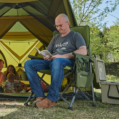 Miniatura 2 de TIMBER RIDGE Silla de camping plegable de gran tamaño, respaldo alto, resistente para adultos, soporta hasta 500 libras con soporte para tazas, Verde